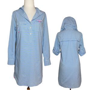 Vineyard Vines Marigot Harbor Hooded Cover-Up Dress Size 00 XS Roll Tab Sleeves